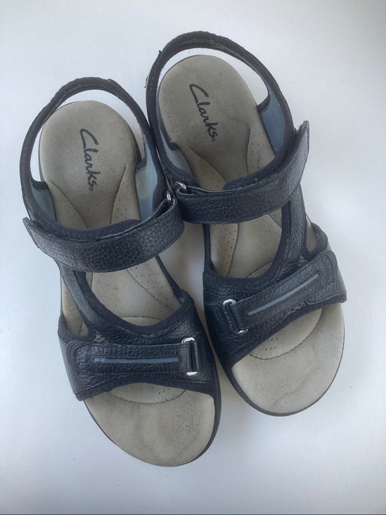 Clarks Shoes - Clarks Black Leather Adjustable Strap Sandals